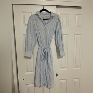 Blue and white striped dress